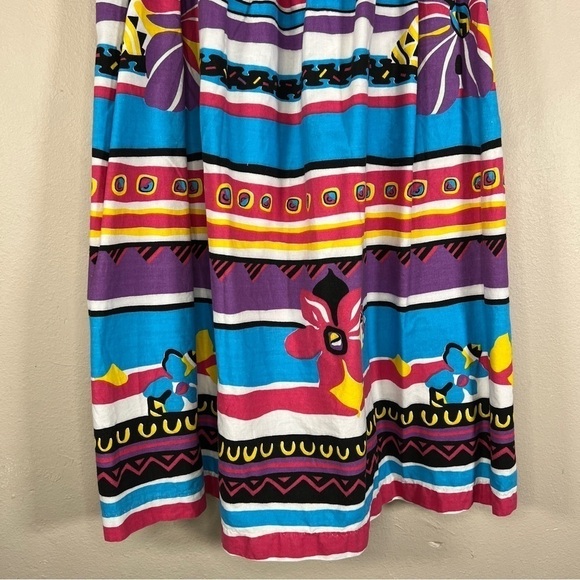 Vintage 80s Peddlers Colorful Southwest Western Midi Skirt Pockets A line Small - Picture 2 of 12